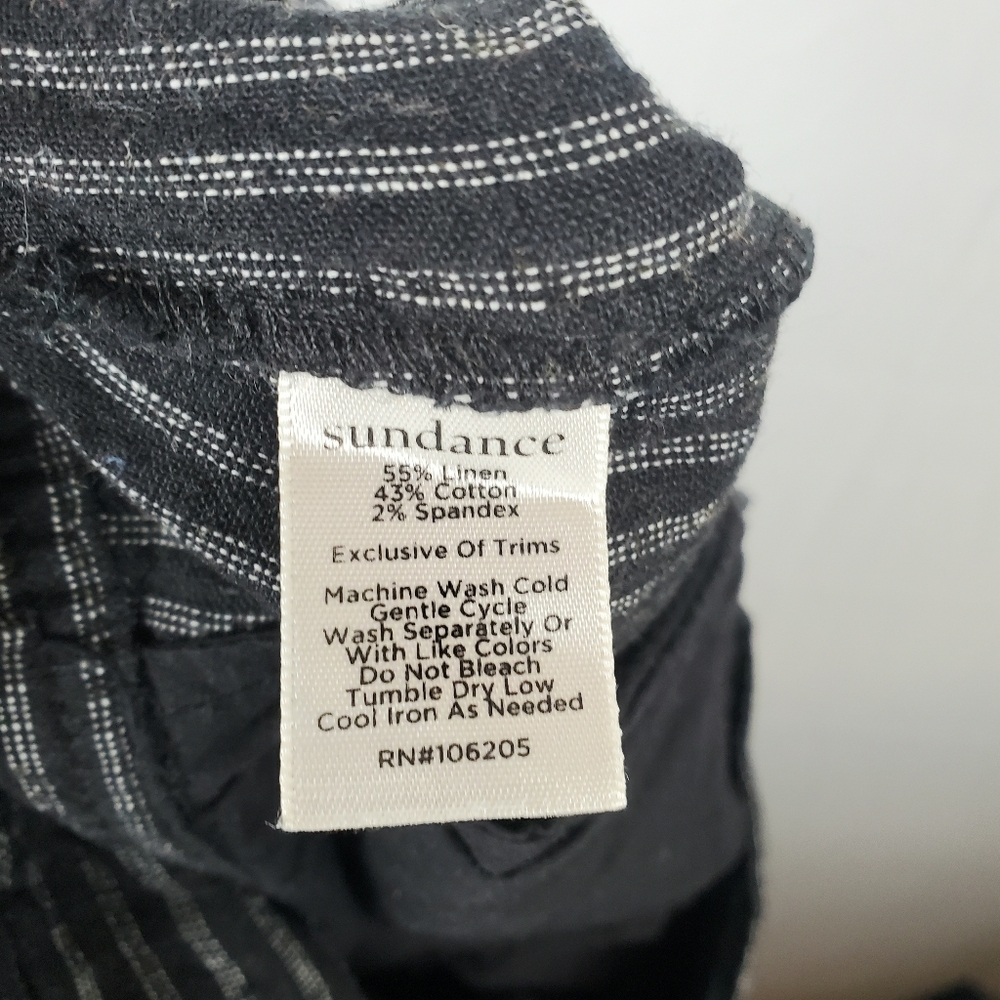 Sundance Amelia‎ Black Striped Linen Trouser Pants - Picture 10 of 10